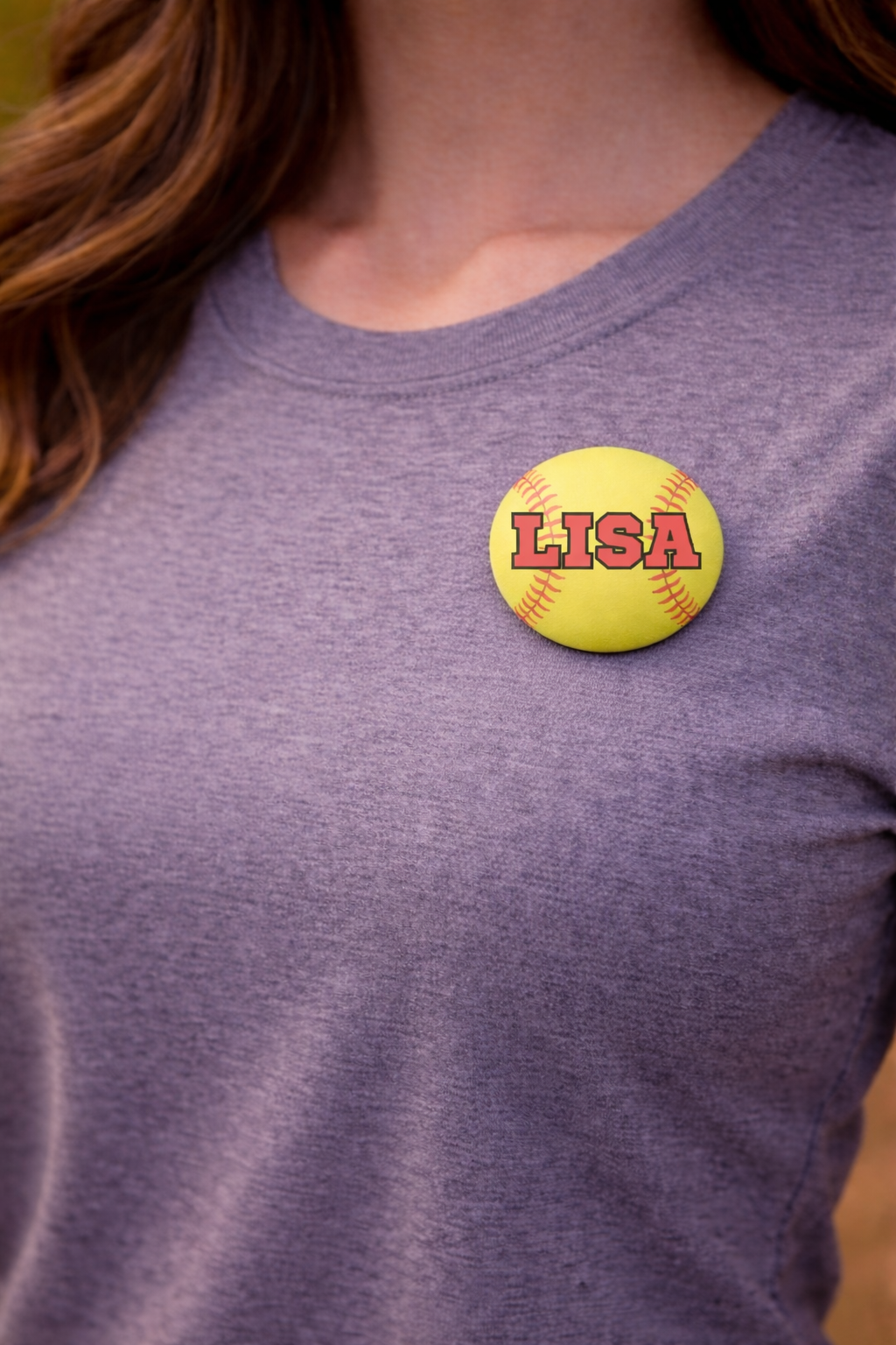 Softball Button Custom Personalized Name Team Pin