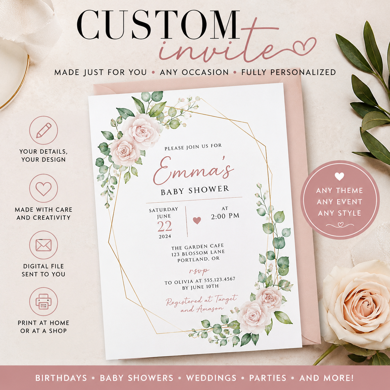 Custom Digital Invitation | Personalized Invite Any Occasion