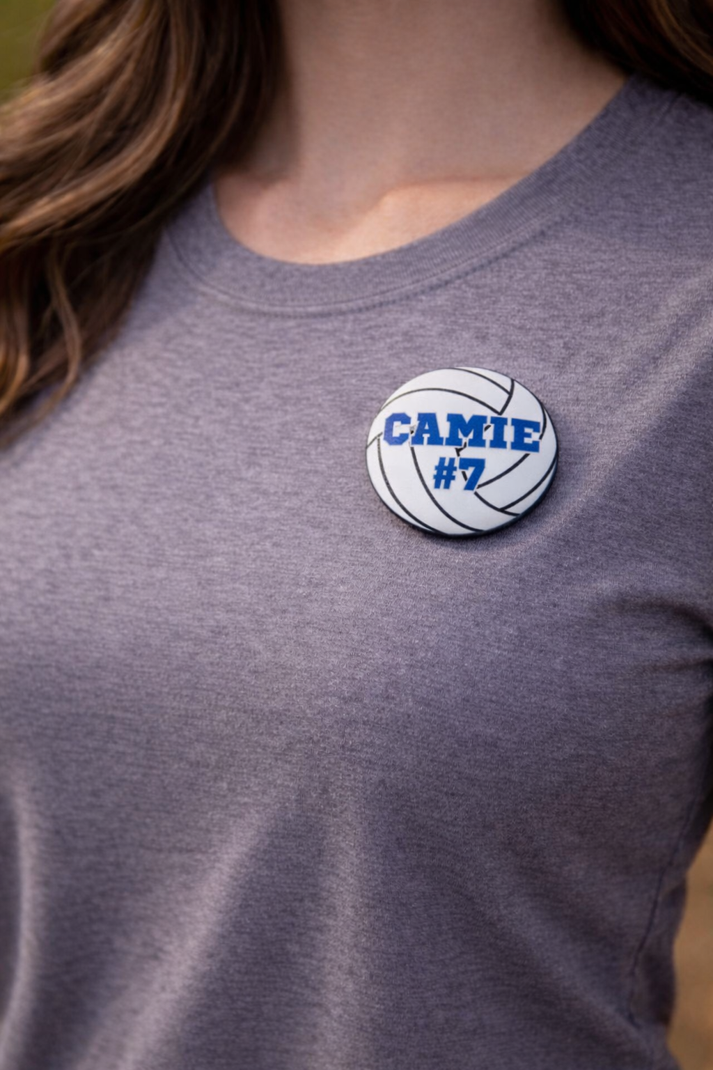 Volleyball Button Custom Personalized Name, Number & Colors Pin