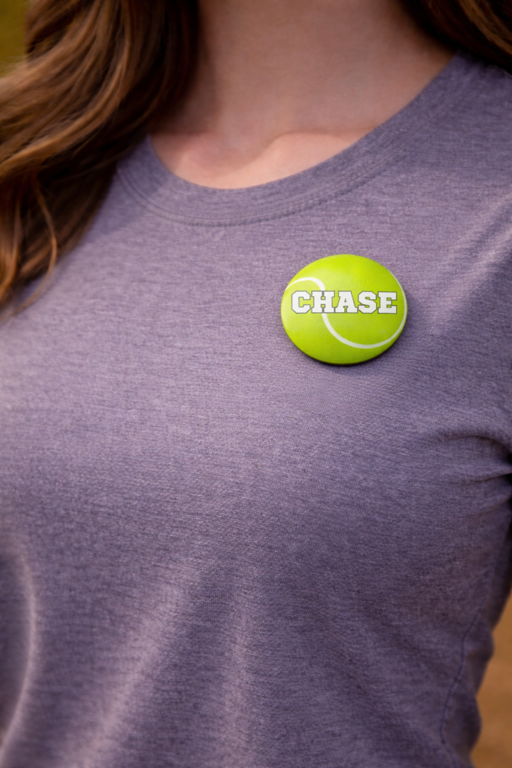 Tennis Button Custom Personalized Name Pin