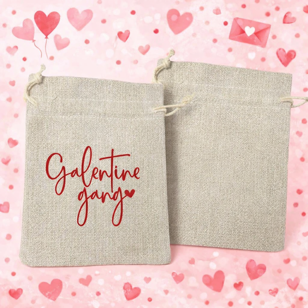 Galentine Drawstring Tote Bag 5x6 | Custom | Personalized Galentine Party Favor Bag