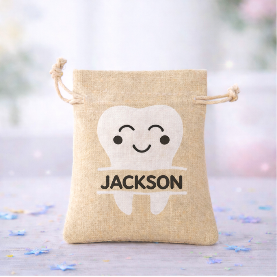 Tooth Fairy Bag Custom Personalized Canvas Tooth Tote Bag