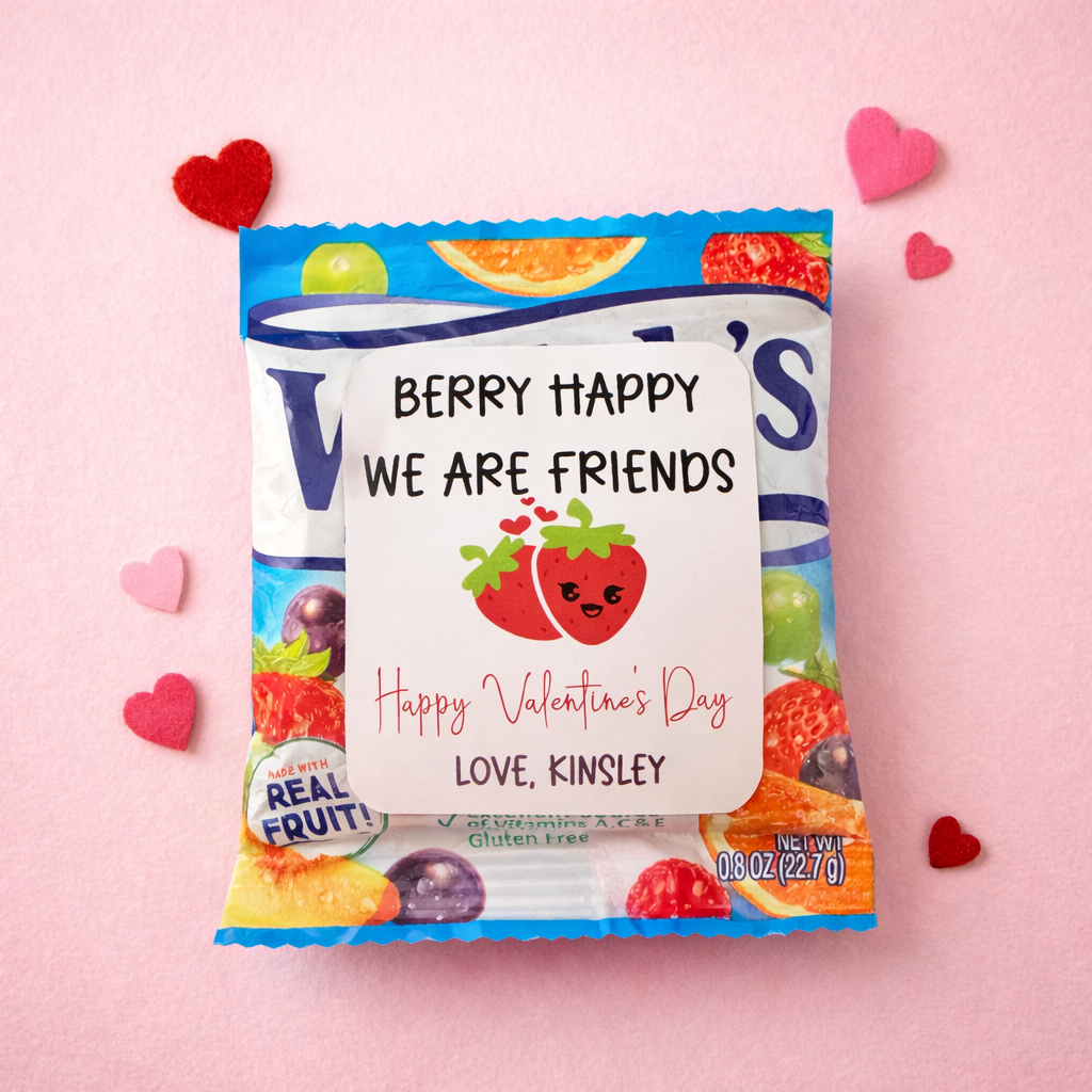 Personalized Berry Happy We Are Friends Valentine Sticker