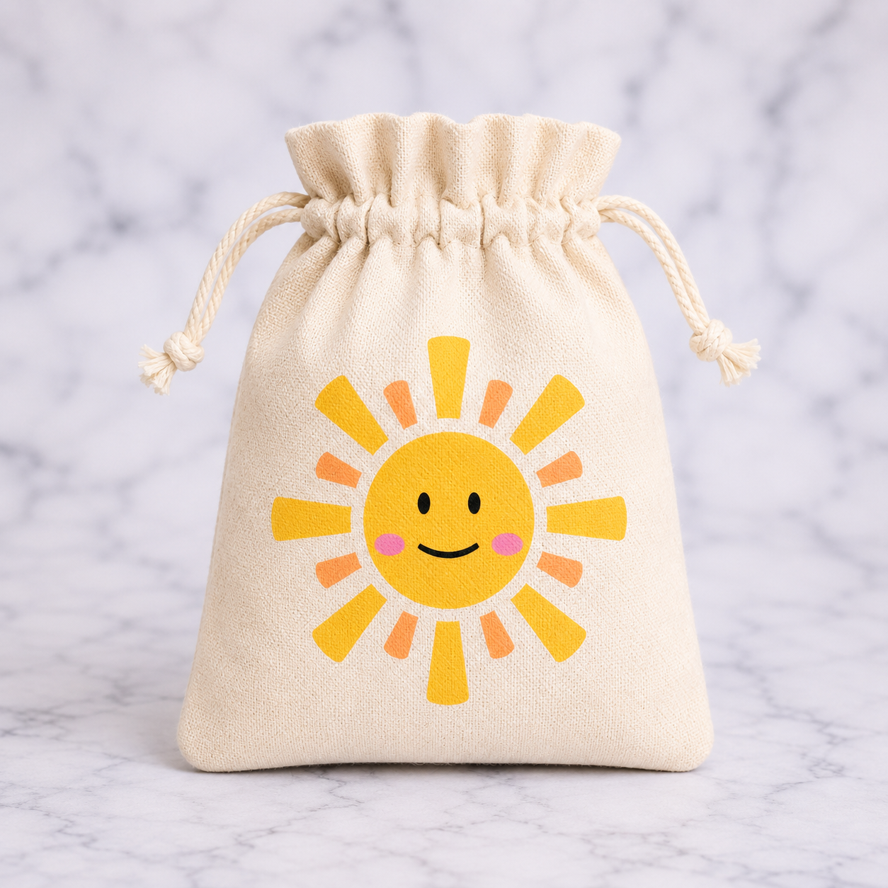 Smiling Sun Small Drawstring Bag