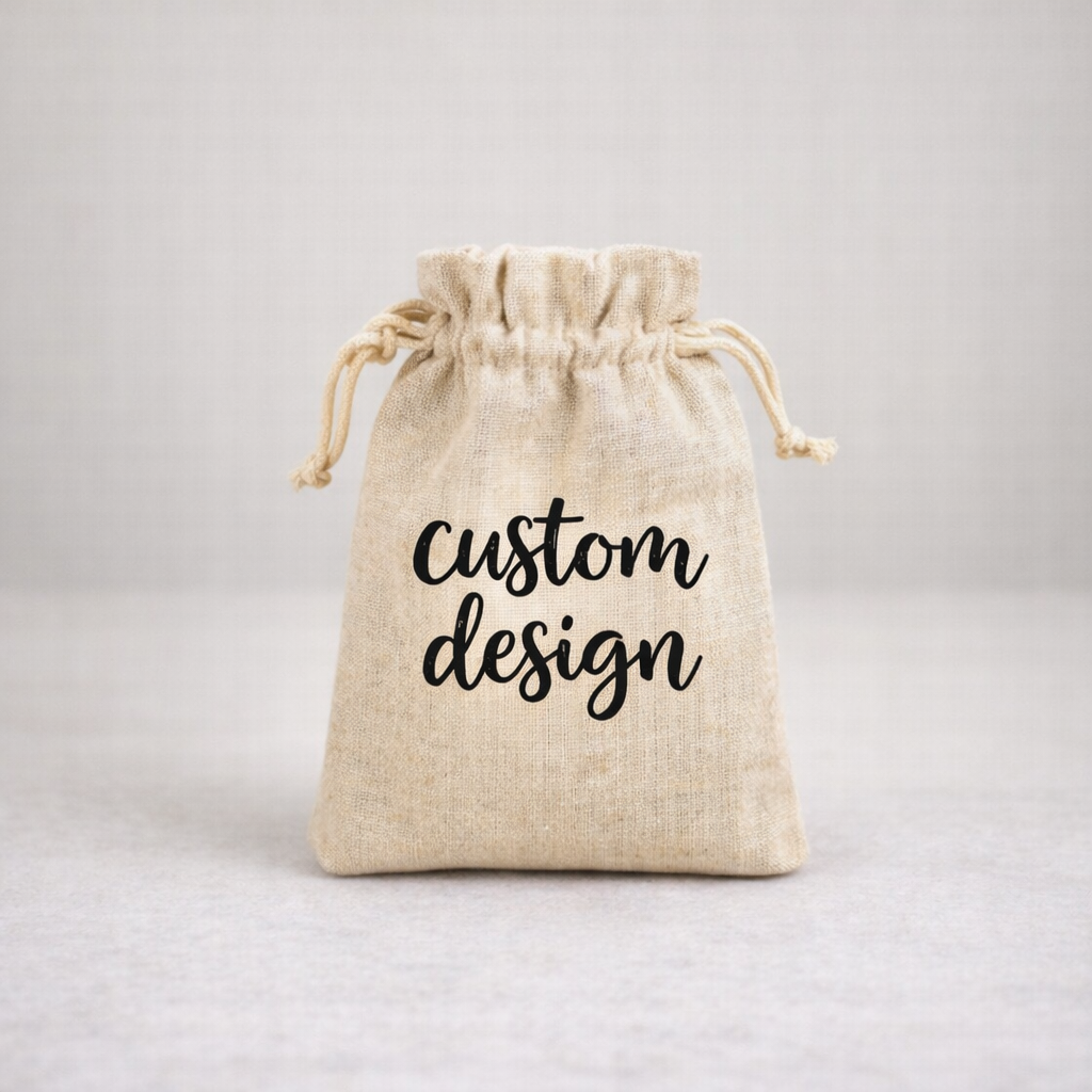 Custom Design Mini Canvas Drawstring Tote 2.5” x 4” – Personalized Small Pouch