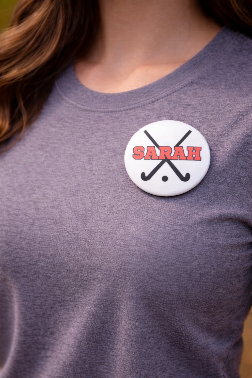 Field Hockey Button Custom Personalized Name Button