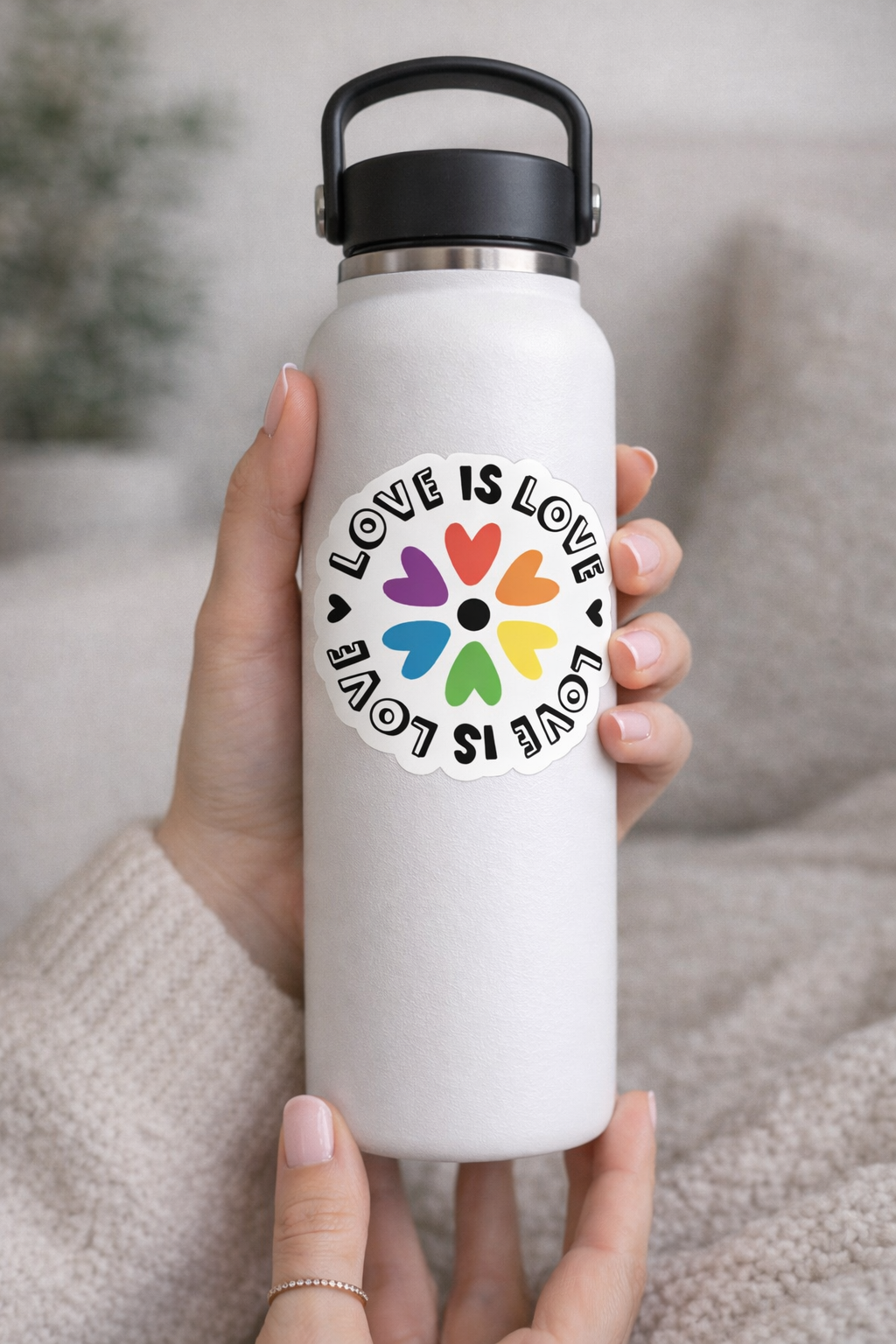 Love Is Love Rainbow Heart Circle Sticker