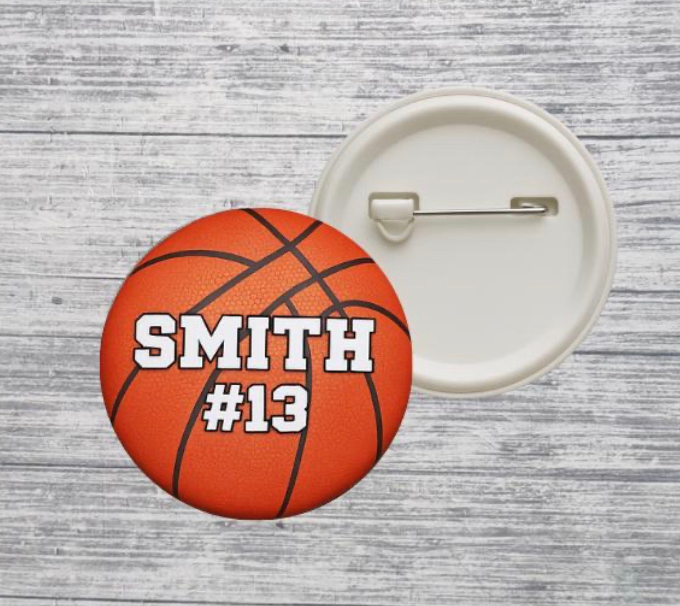 Basketball Pin Custom Personalized Name & Number Button