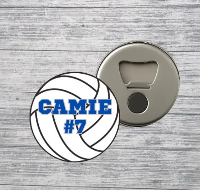 Volleyball Bottle Opener Magnet Custom Personalized Name, Number & Colors