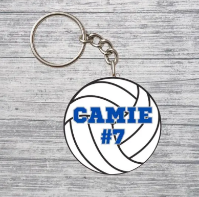 Volleyball Keychain Custom Personalized Name, Number & Colors Sports Keychain