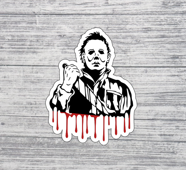Spooky Slasher Character Sticker – Dripping Horror Graphic Sticker