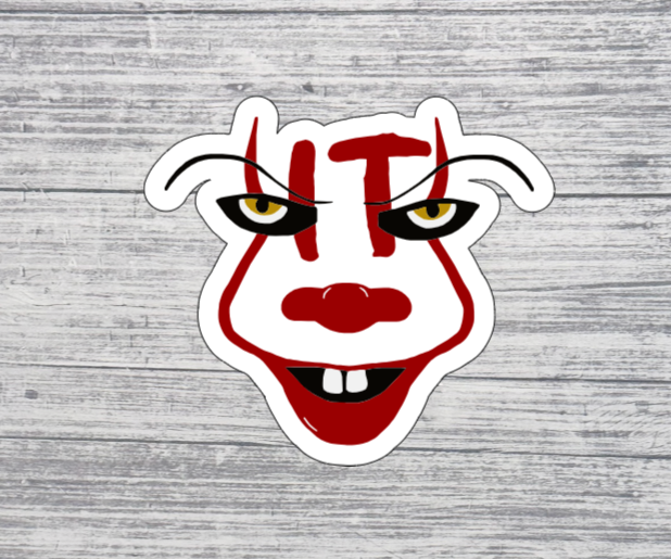Creepy Clown Face Sticker – Spooky Horror Cartoon Sticker