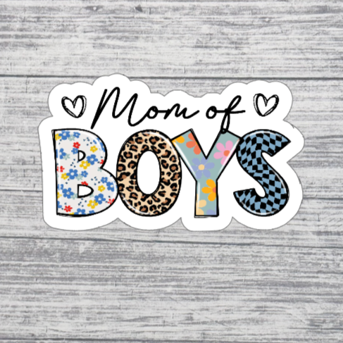 Mom of Boys Pattern Letter Sticker