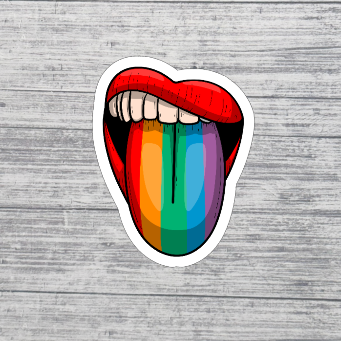 Rainbow Tongue Pride Sticker β 3β LGBTQ+ Pride Lips Sticker β Colorful Rainbow Sticker