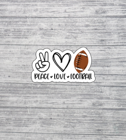 Peace Love Football Sticker – Game Day Sports Sticker 3"
