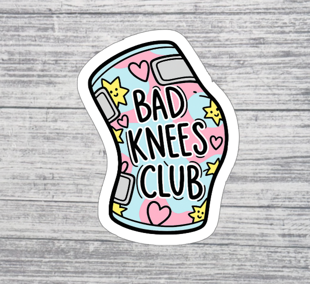 Bad Knees Club Sticker – Funny Joint Pain Support Club Sticker