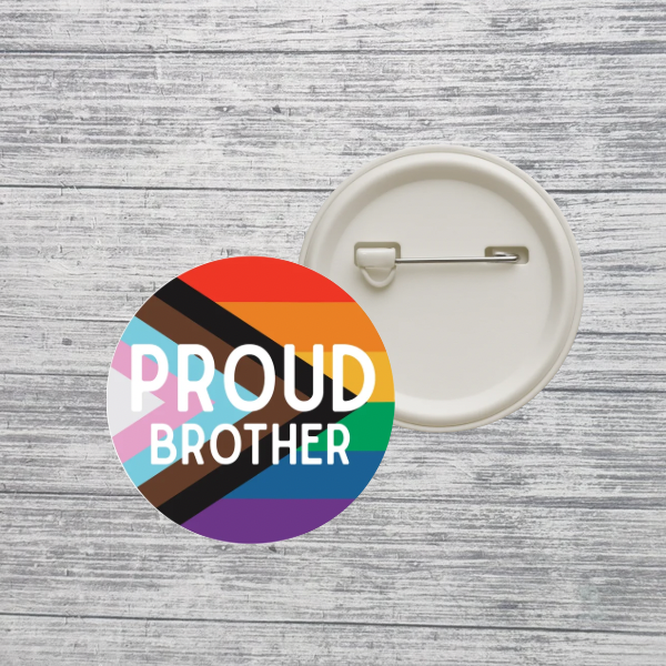 Custom Pride Family Button Pin – Mom Dad Mama Daughter Son Aunt Uncle Grandparent LGBTQ+ Progressive Rainbow Pin – 2.25” Pinback Button