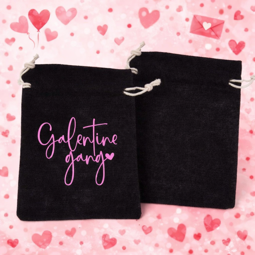 Galentine Drawstring Tote Bag 5x6 | Custom | Personalized Galentine Party Favor Bag