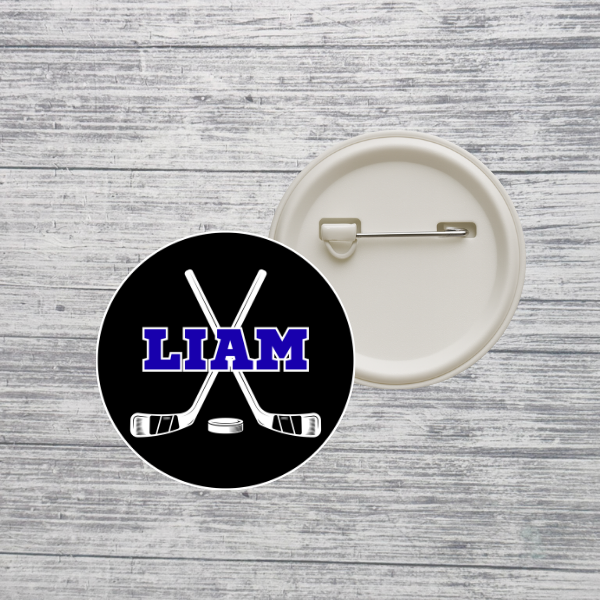 Hockey Button – Personalized Name or Team Pin