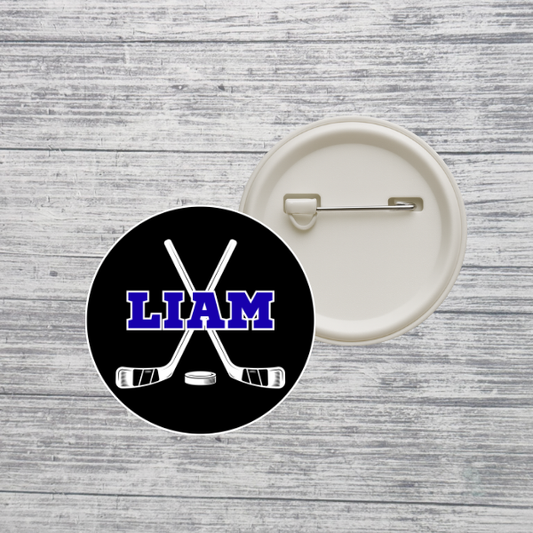 Hockey Button – Personalized Name or Team Pin