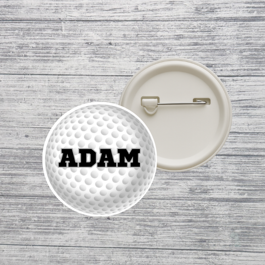 Golf Button Pin Custom Personalized Name