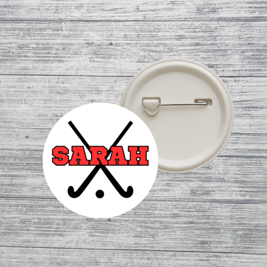 Field Hockey Button Custom Personalized Name Button