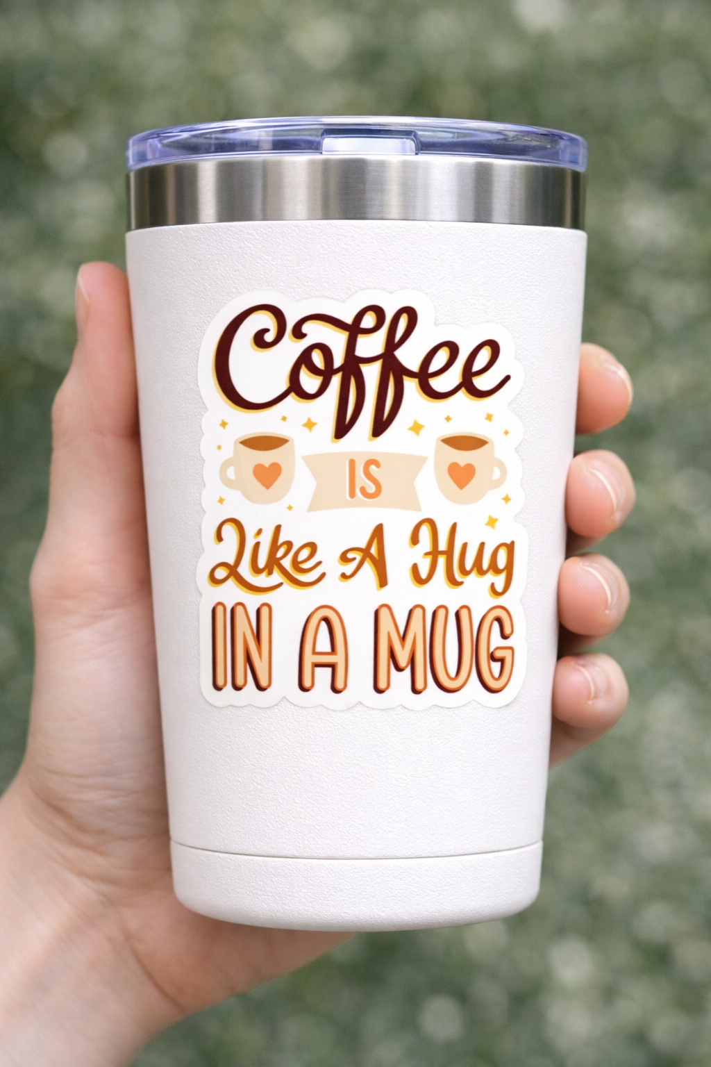 Coffee Is Like a Hug in a Mug Sticker – Cute Cozy Coffee Lover - 3"