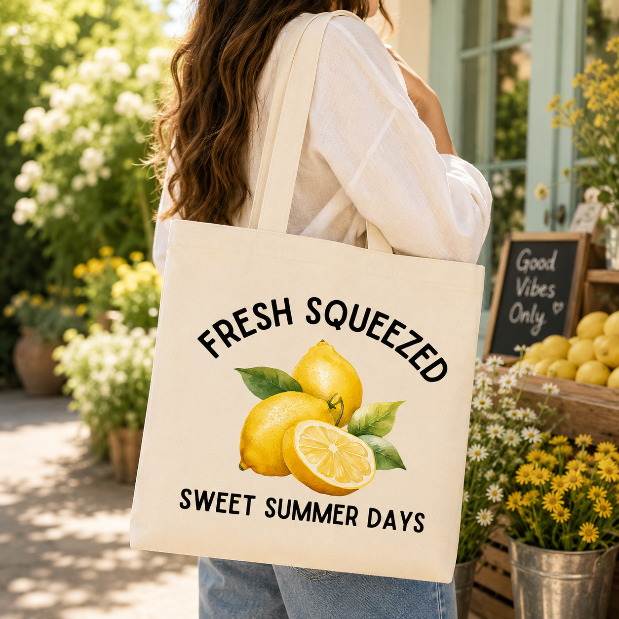 Fresh Squeezed Sweet Summer Days Large Canvas Tote Bag