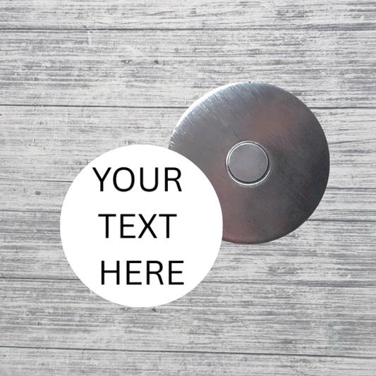 Custom Text Magnet – Personalized Round Magnet | Choose Your Colors & Font