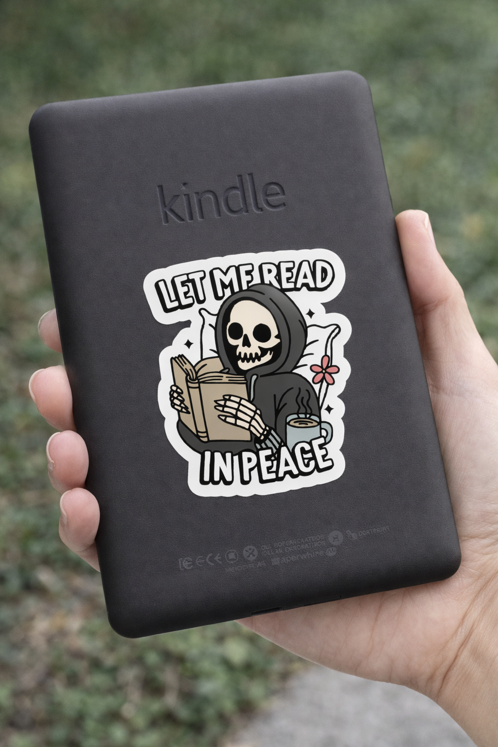 Let Me Read in Peace Skeleton Sticker