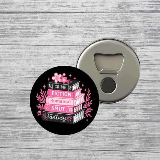 Book Stack Genres Aesthetic 2.25" Bottle Opener Magnet