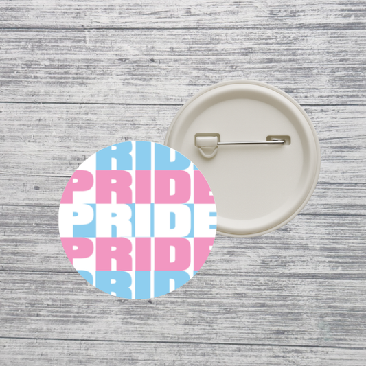 Trans Pride Pin – 2.25” LGBTQ+ Pride Button Pin – Pink Blue White Pride Pinback Button