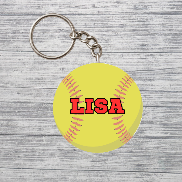 Softball Keychain Custom Personalized Name