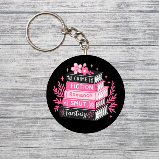 Book Stack Genres Aesthetic 2.25" Keychain