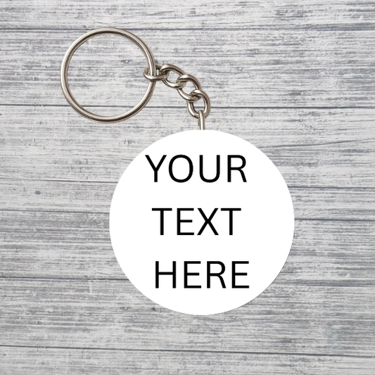 Custom Text Keychain – Personalized Round Keychain | Choose Your Colors & Font