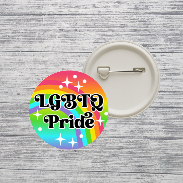 LGBTQ Pride Pin – 2.25” Rainbow Pride Button Pin – Colorful LGBTQ+ Pinback Button