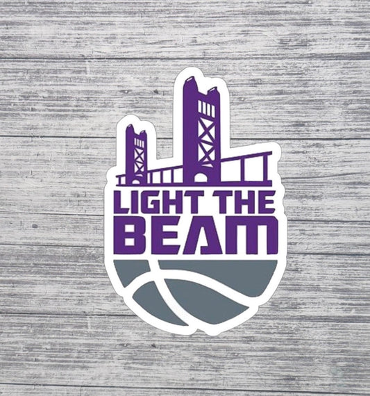 Light the Beam Sticker – Sacramento Basketball Tower Bridge Purple 3” Waterproof Sticker