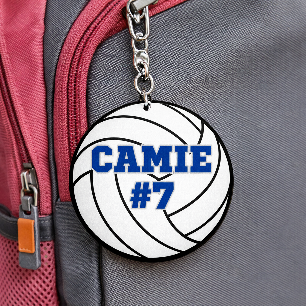 Volleyball Keychain Custom Personalized Name, Number & Colors Sports Keychain