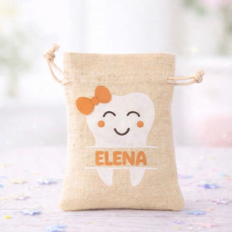 Tooth Fairy Bag Custom Personalized Canvas Tote Bag with bow