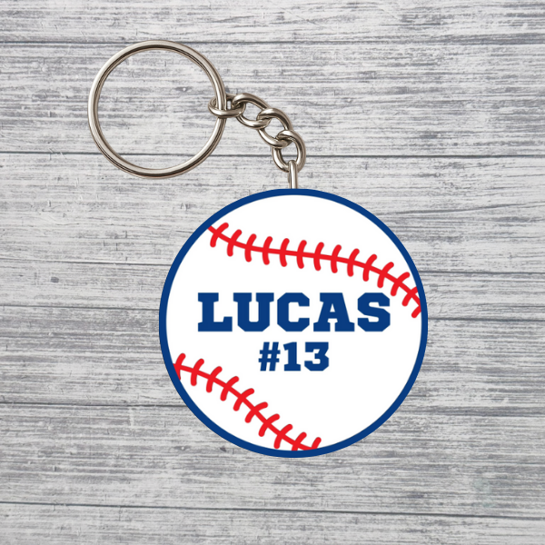 Baseball Keychain Custom Personalized Name & Number Team Keychain