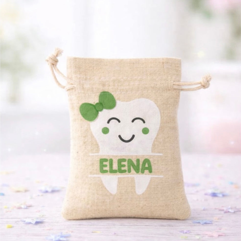 Tooth Fairy Bag Custom Personalized Canvas Tote Bag with bow
