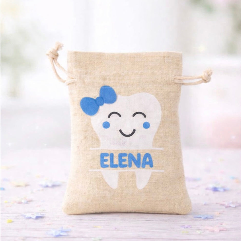 Tooth Fairy Bag Custom Personalized Canvas Tote Bag with bow