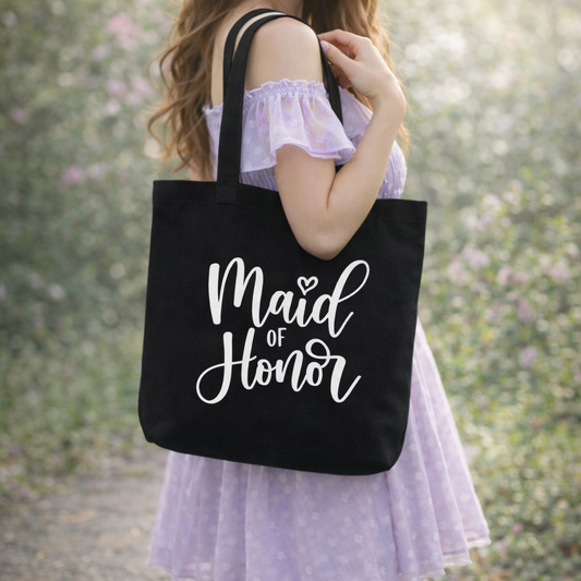 Maid of Honor Canvas Tote Bag | Bridal Party Wedding Tote
