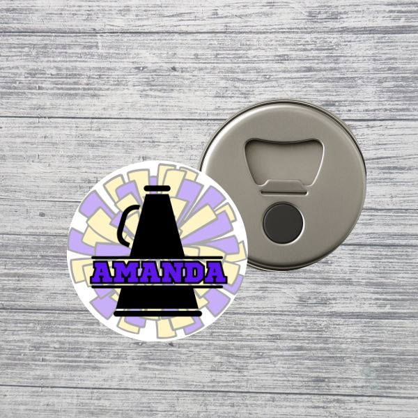 Cheer Bottle Opener Magnet Custom Personalized Name & 2 Colors Cheer Gift