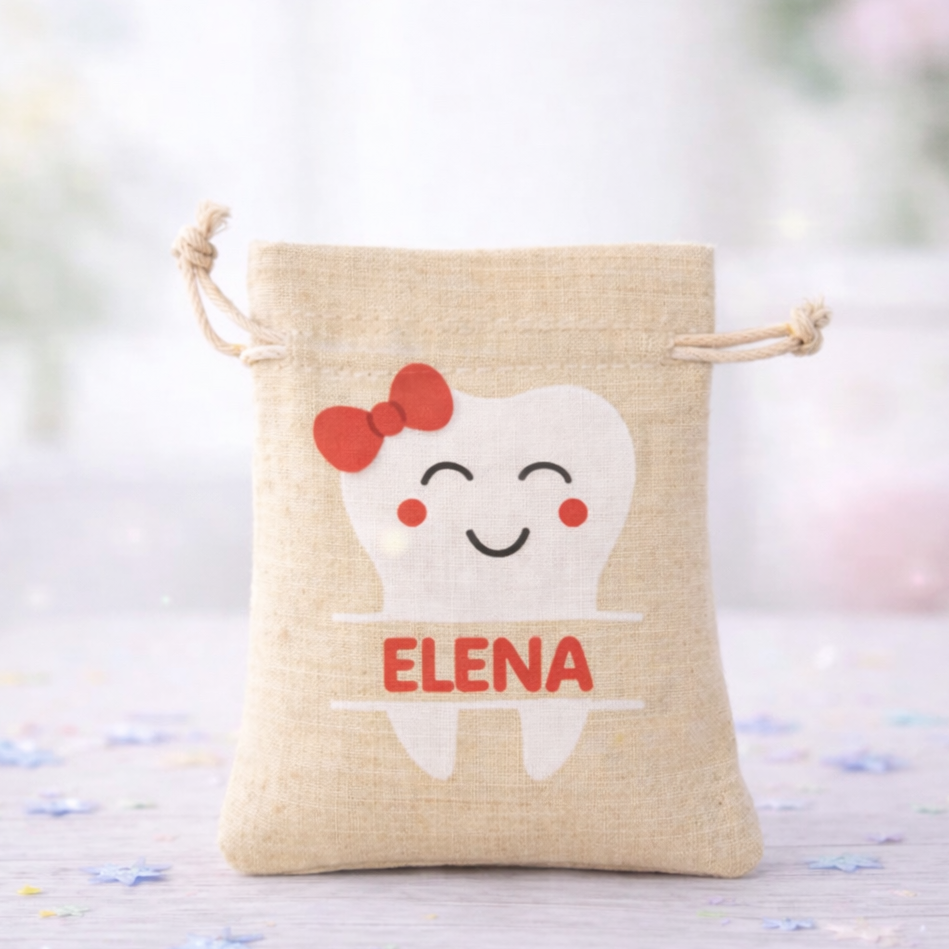 Tooth Fairy Bag Custom Personalized Canvas Tote Bag with bow