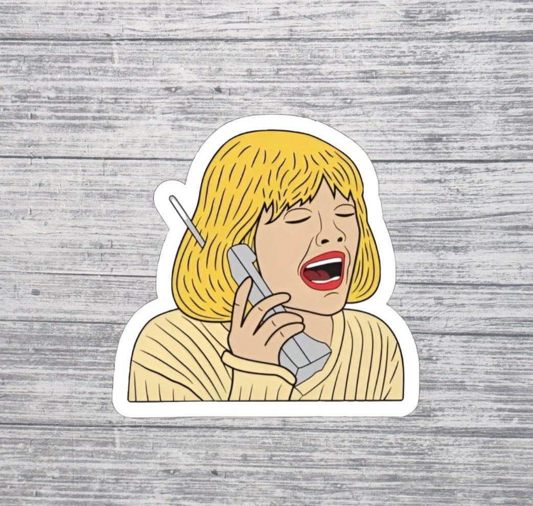 Scream-Inspired Phone Call Sticker – 90s Horror Movie Retro Crying Girl 3” Waterproof Sticker