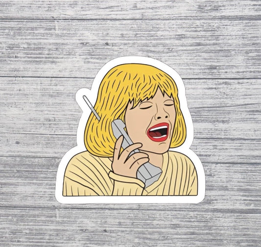 Scream-Inspired Phone Call Sticker – 90s Horror Movie Retro Crying Girl 3” Waterproof Sticker