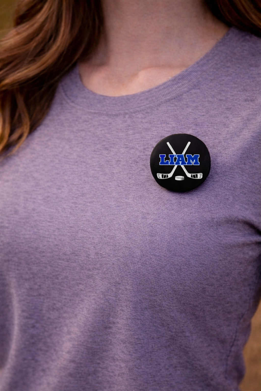 Hockey Button – Personalized Name or Team Pin