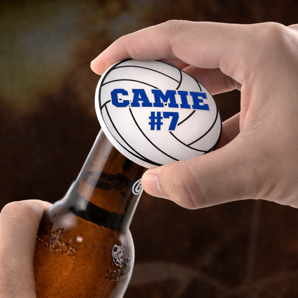 Volleyball Bottle Opener Magnet Custom Personalized Name, Number & Colors