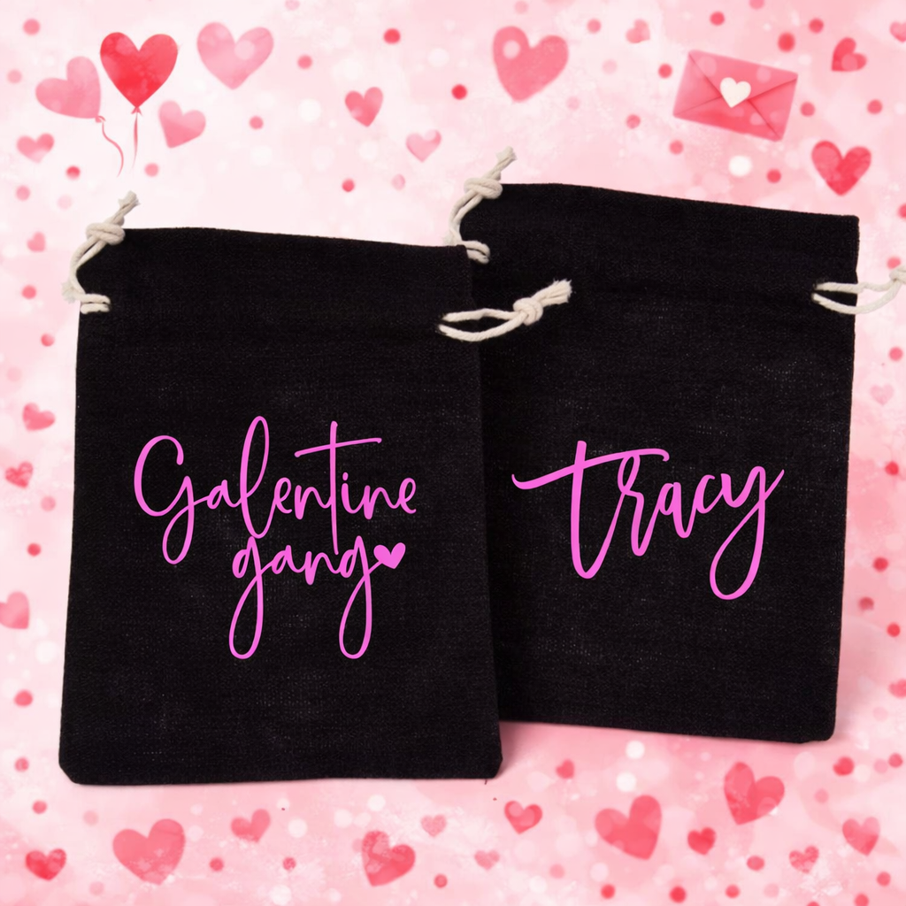 Galentine Drawstring Tote Bag 5x6 | Custom | Personalized Galentine Party Favor Bag